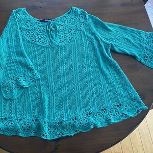 Denim 24/7 Turquoise Crochet Top